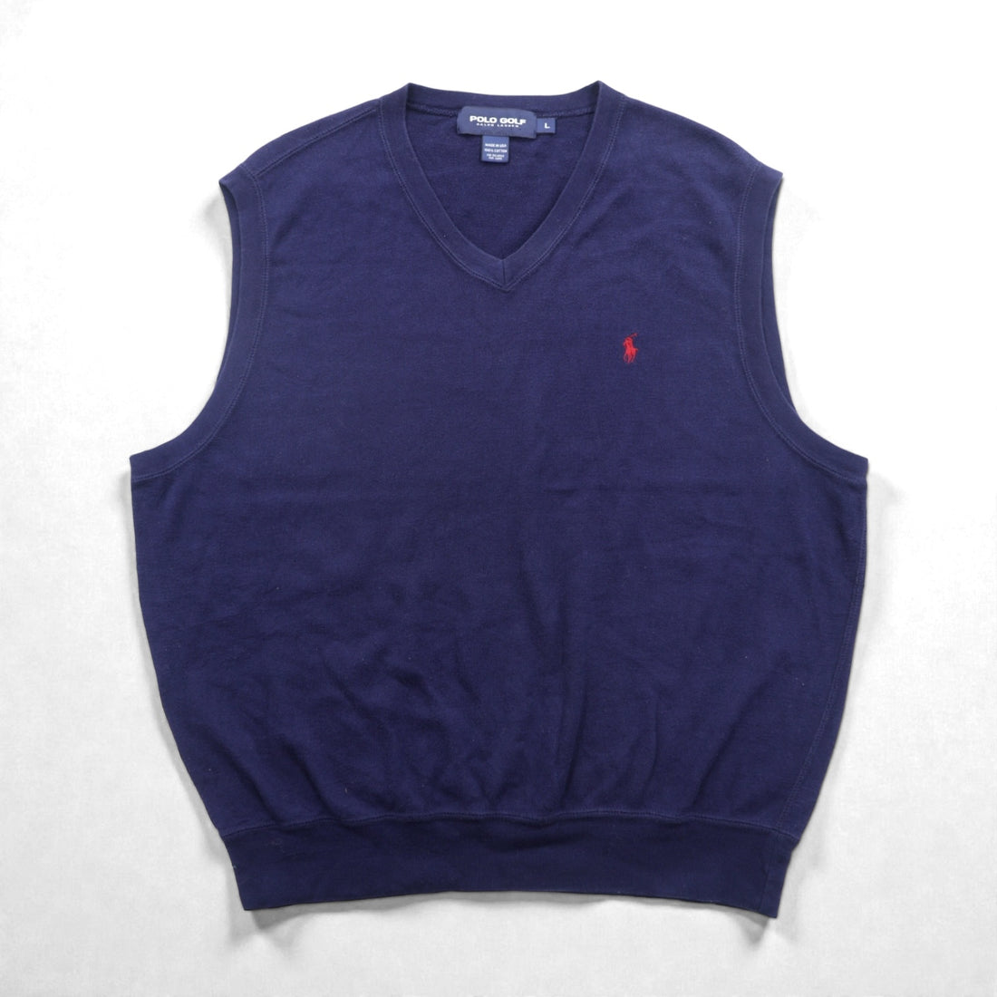 POLO GOLF RALPH LAUREN 90年代 USA製 Vネック ニット ベスト L ネイビー スモールポニー刺繡
