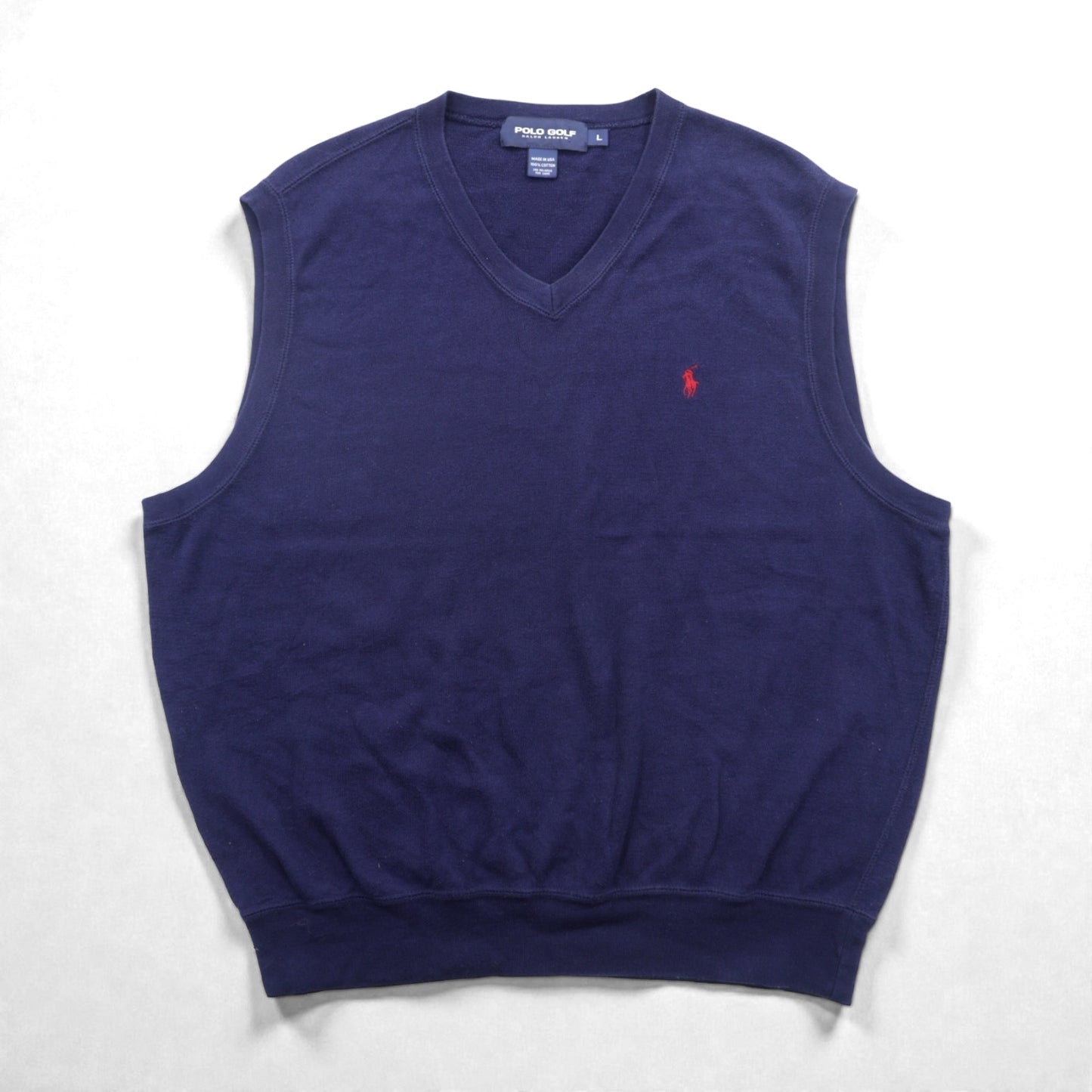 POLO GOLF RALPH LAUREN 90年代 USA製 Vネック ニット ベスト L ネイビー スモールポニー刺繡