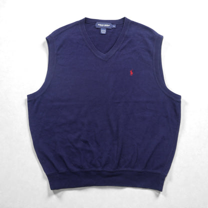 POLO GOLF RALPH LAUREN 90年代 USA製 Vネック ニット ベスト L ネイビー スモールポニー刺繡