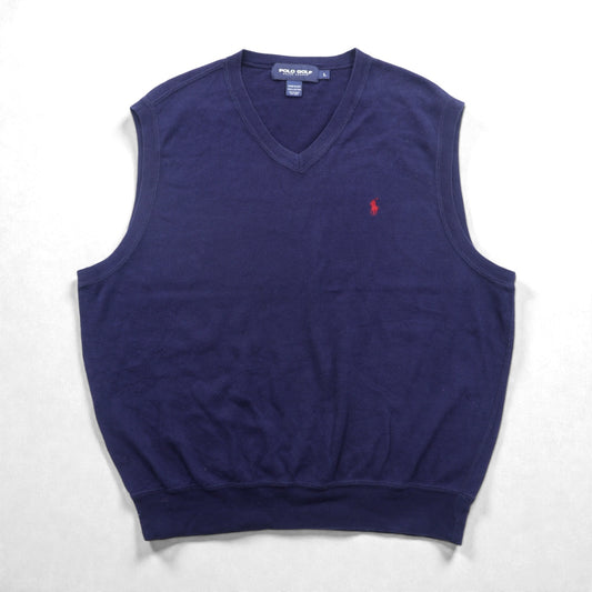 POLO GOLF RALPH LAUREN 90年代 USA製 Vネック ニット ベスト L ネイビー スモールポニー刺繡