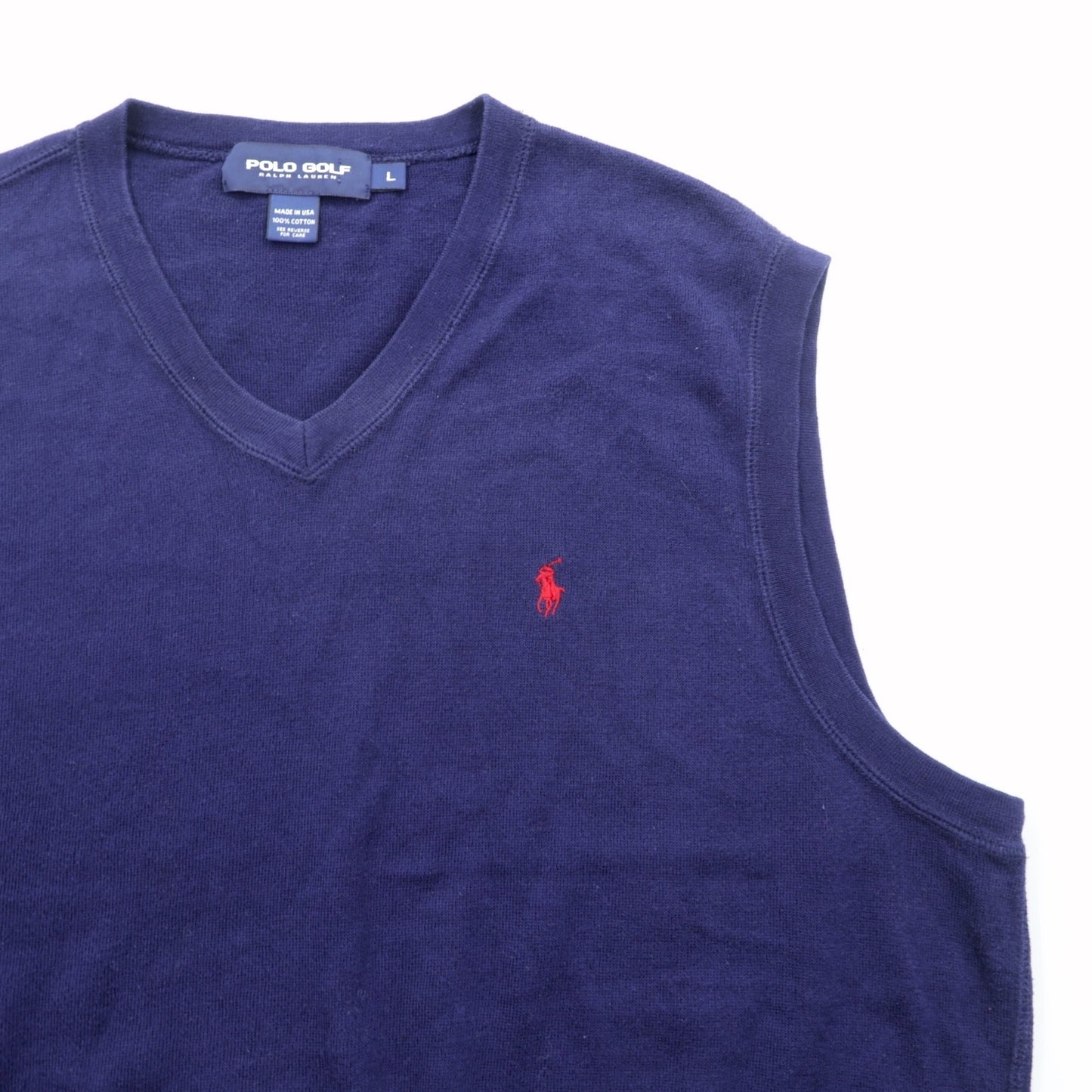 POLO GOLF RALPH LAUREN 90年代 USA製 Vネック ニット ベスト L ネイビー スモールポニー刺繡