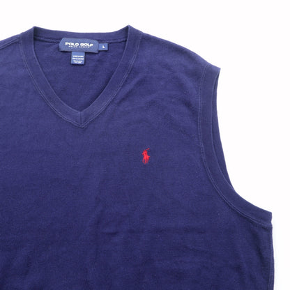 POLO GOLF RALPH LAUREN 90年代 USA製 Vネック ニット ベスト L ネイビー スモールポニー刺繡