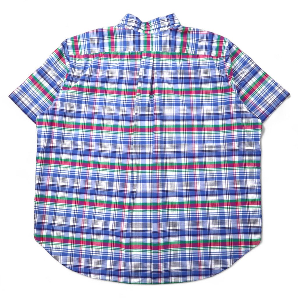Ralph Lauren short sleeve button down shirt 2XB BIG blue check cotton small pony embroidery big size