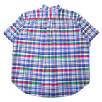 Ralph Lauren short sleeve button down shirt 2XB BIG blue check cotton small pony embroidery big size