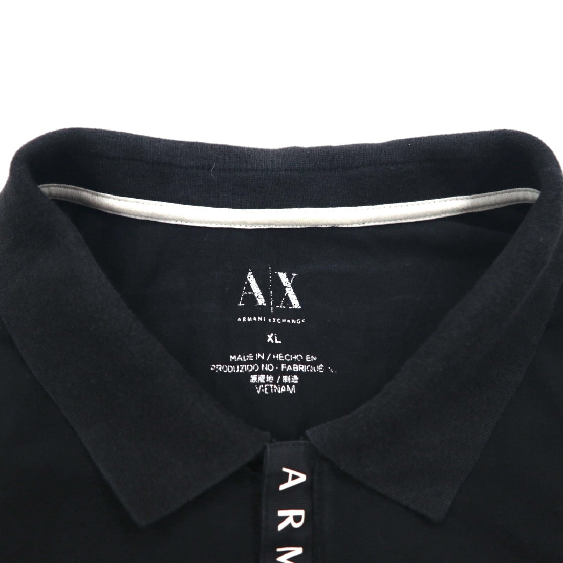 A|X ARMANI EXCHANGE ハーフジップ ポロシャツ XL ブラック コットン