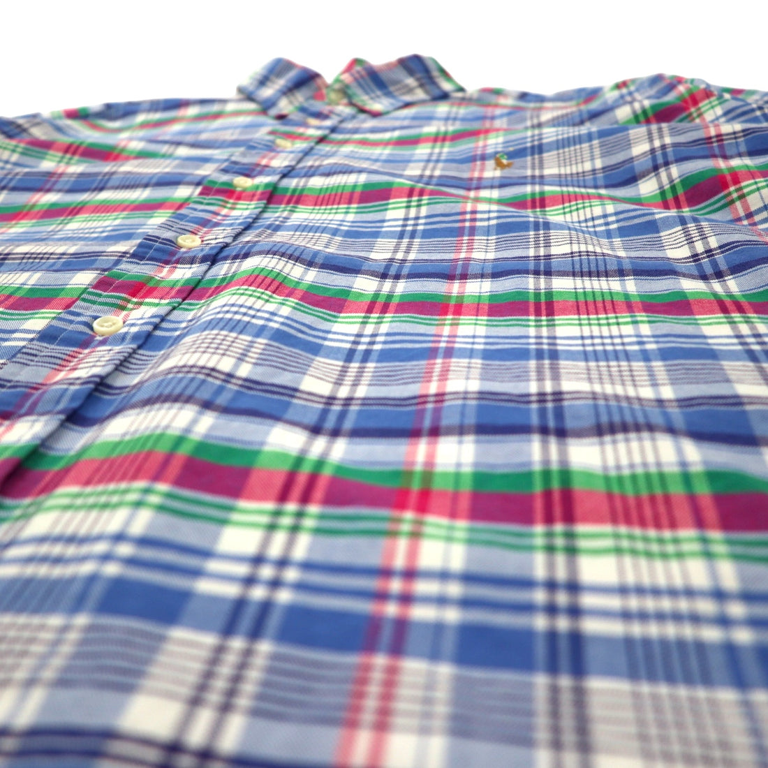 Ralph Lauren short sleeve button down shirt 2XB BIG blue check cotton small pony embroidery big size