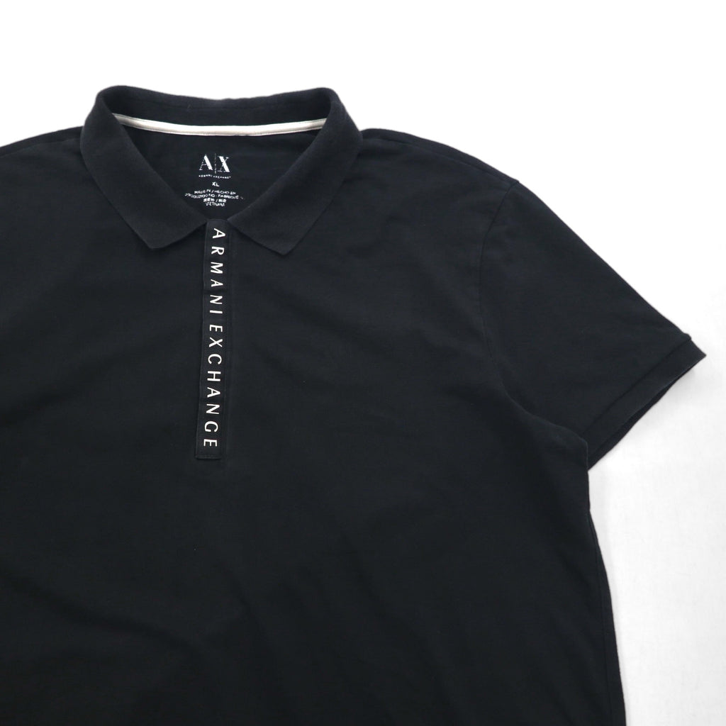 A|X ARMANI EXCHANGE ハーフジップ ポロシャツ XL ブラック コットン