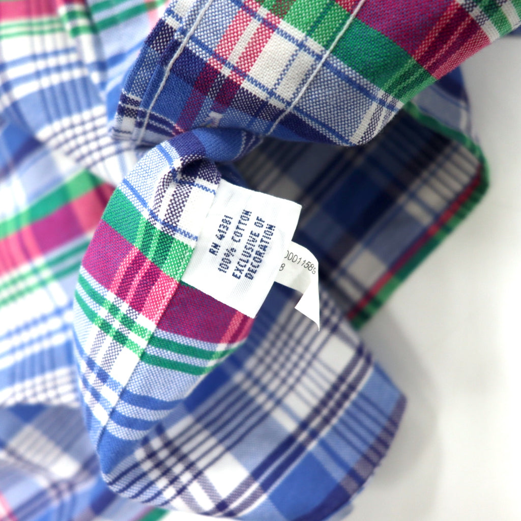 Ralph Lauren short sleeve button down shirt 2XB BIG blue check cotton small pony embroidery big size