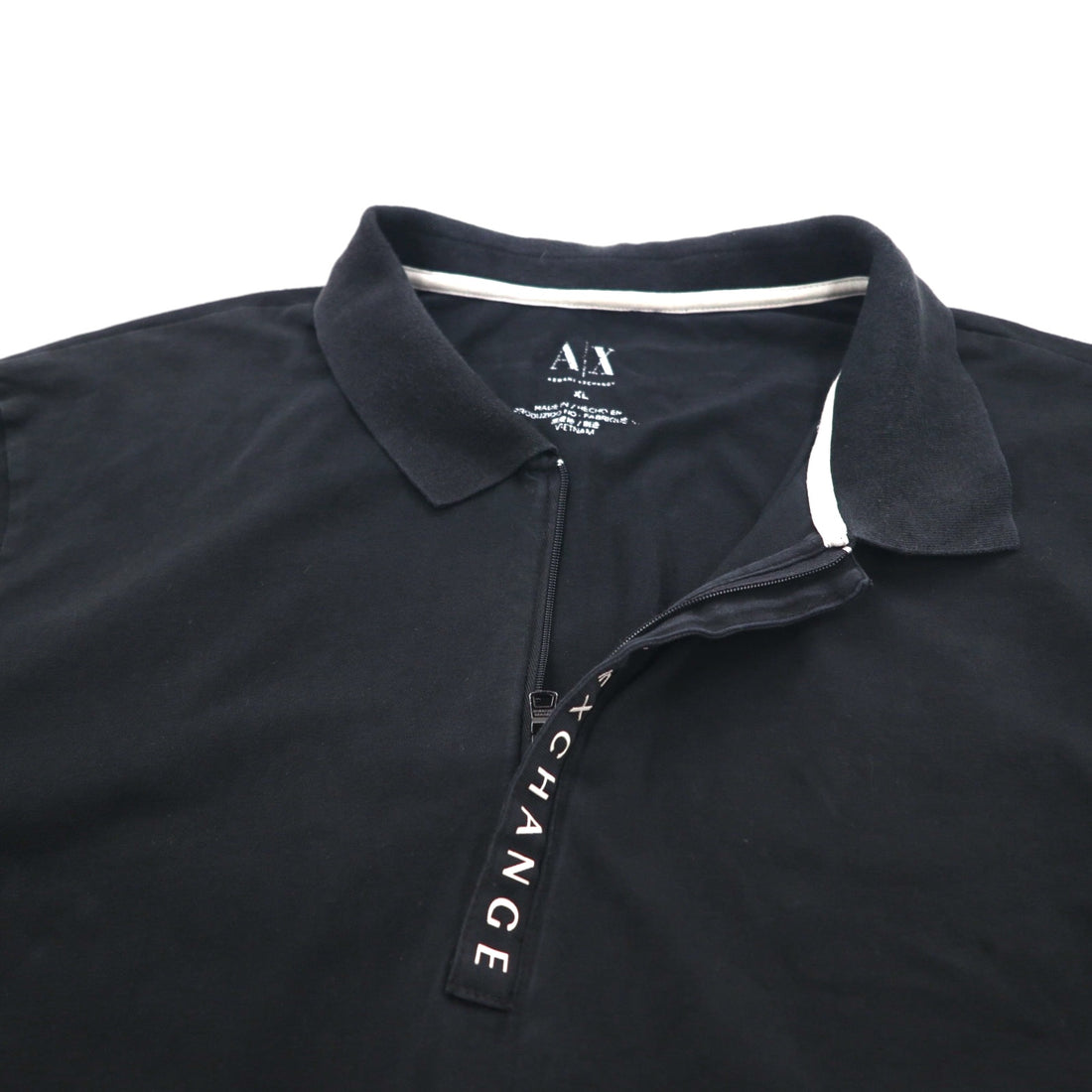 A|X ARMANI EXCHANGE ハーフジップ ポロシャツ XL ブラック コットン