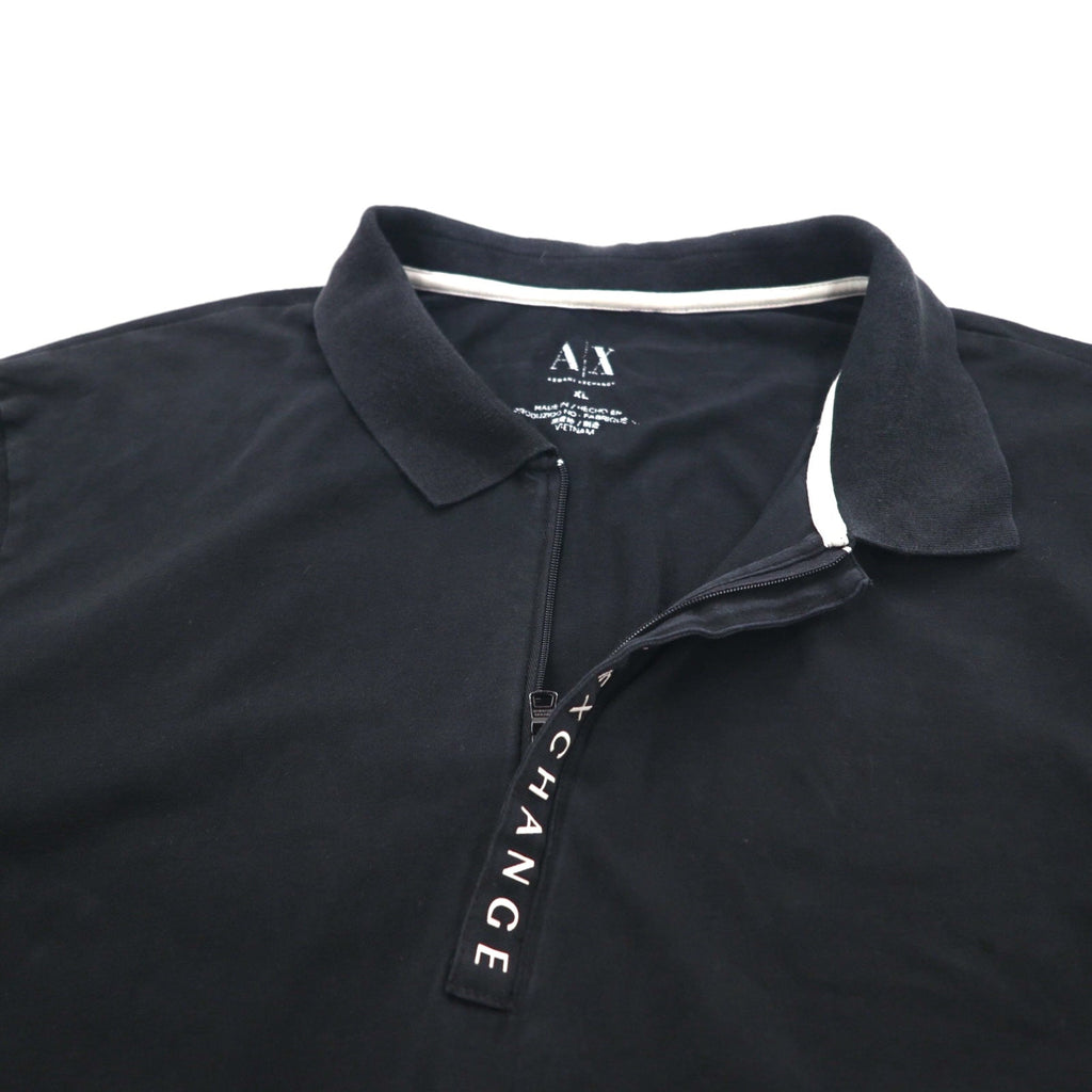 A|X ARMANI EXCHANGE ハーフジップ ポロシャツ XL ブラック コットン