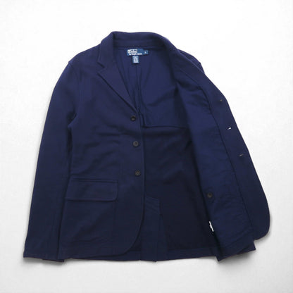 Polo Ralph Lauren 90s 3B Tailored Jacket Blazer, Size L, Navy Cotton with Pony Embroidery