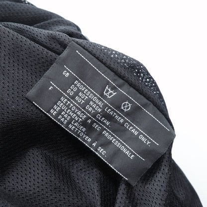 HARLEY DAVIDSON パンチングレザー レーシングジャケット L シングルライダース ダブルジップ 白ライン