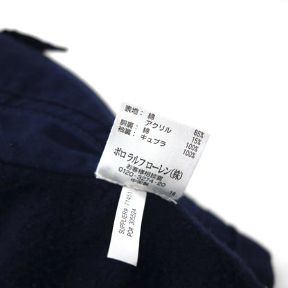 Polo Ralph Lauren 90s 3B Tailored Jacket Blazer, Size L, Navy Cotton with Pony Embroidery