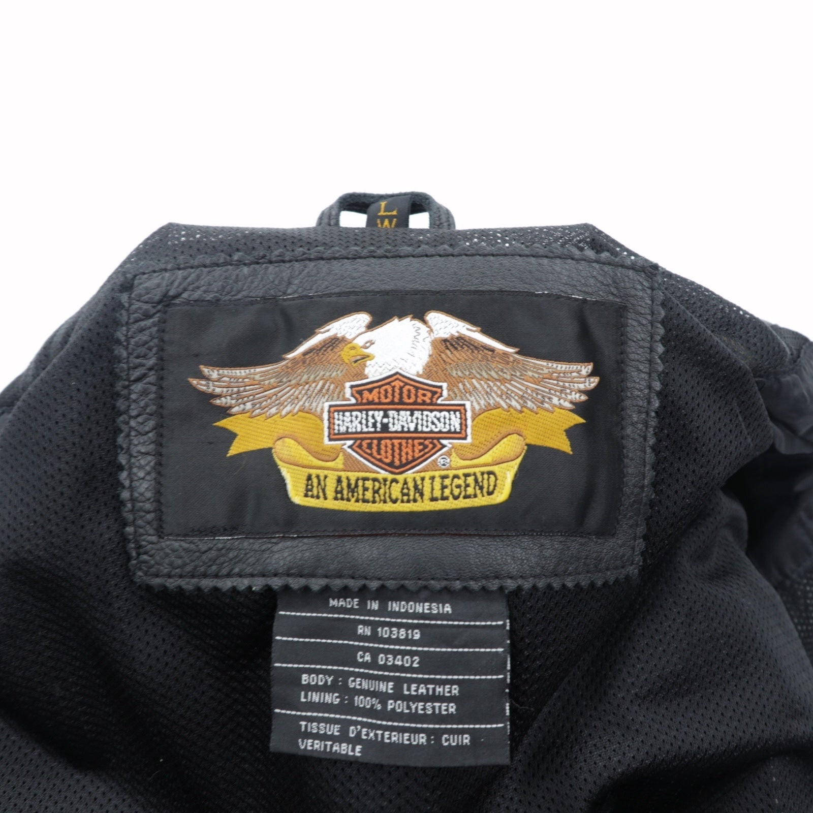 HARLEY DAVIDSON パンチングレザー レーシングジャケット L シングルライダース ダブルジップ 白ライン