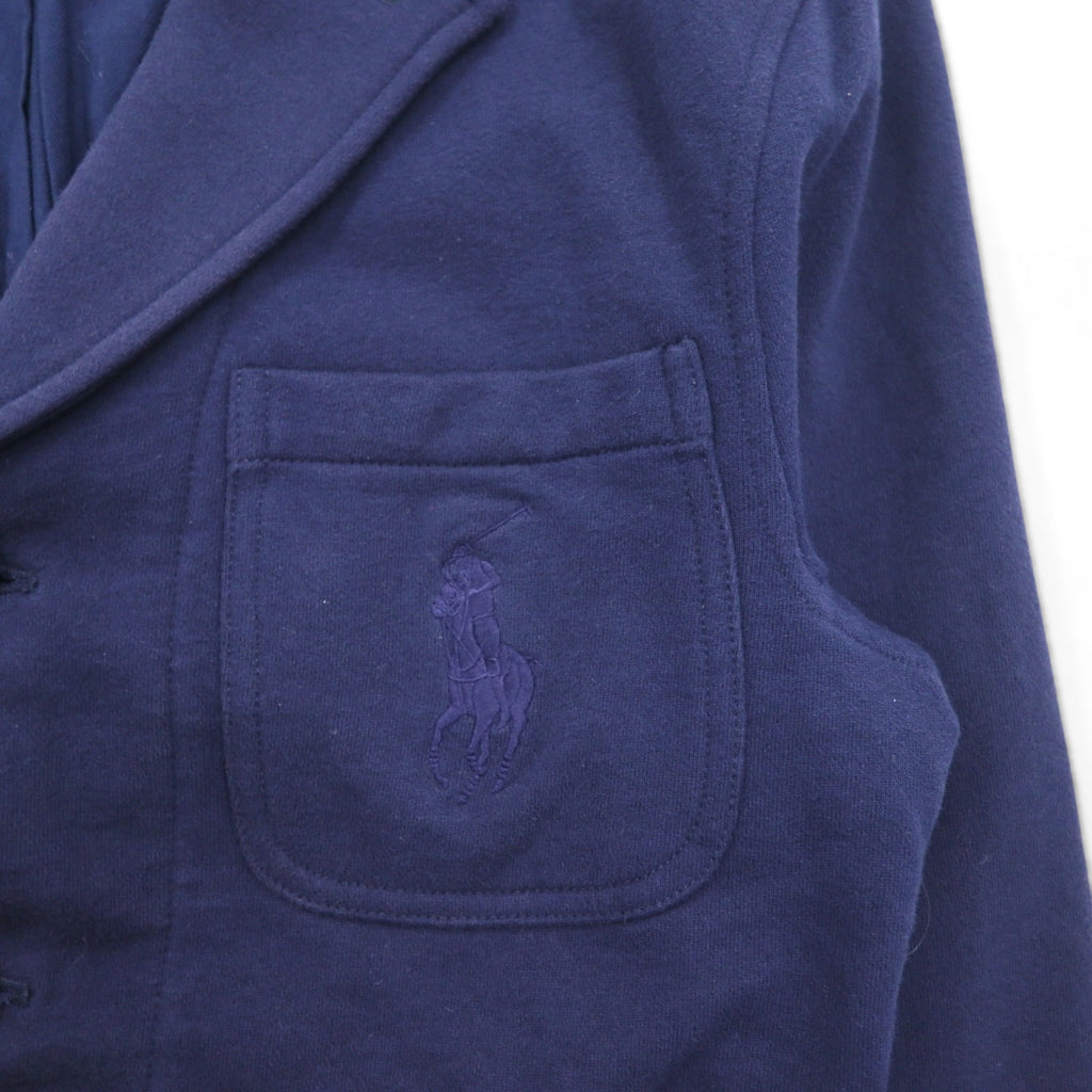 Polo Ralph Lauren 90s 3B Tailored Jacket Blazer, Size L, Navy Cotton with Pony Embroidery