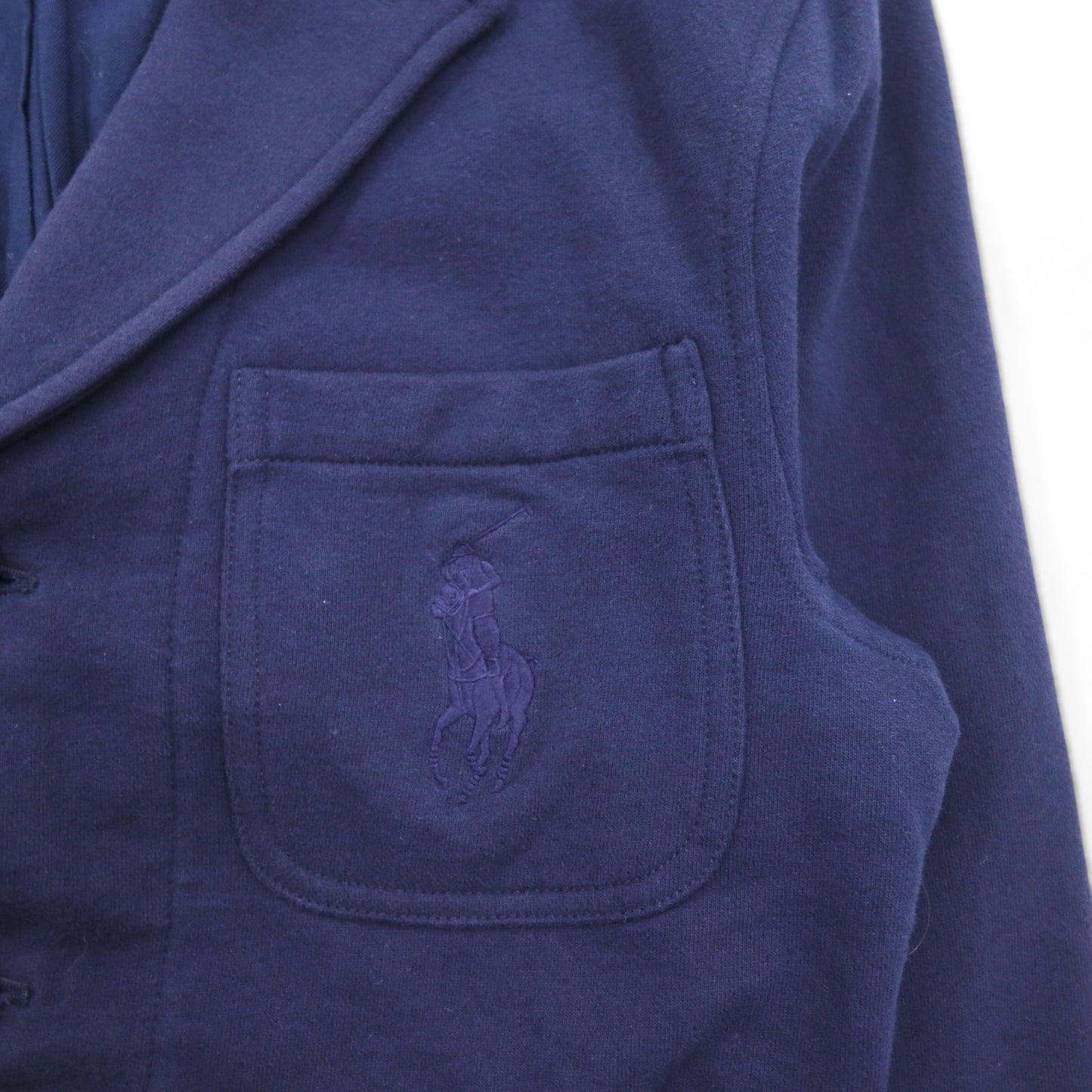 Polo Ralph Lauren 90s 3B Tailored Jacket Blazer, Size L, Navy Cotton with Pony Embroidery