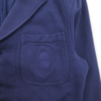 Polo Ralph Lauren 90s 3B Tailored Jacket Blazer, Size L, Navy Cotton with Pony Embroidery