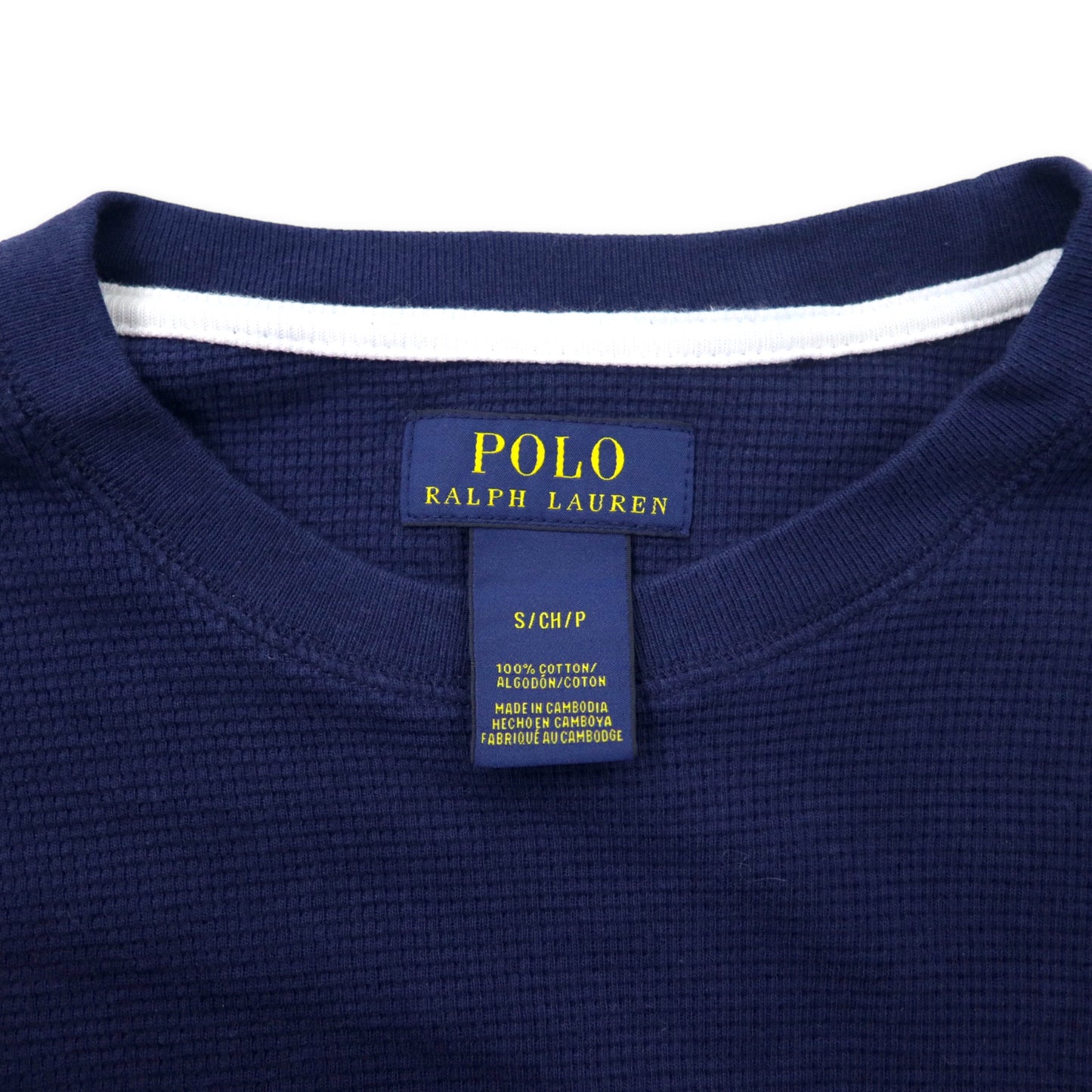 POLO RALPH LAUREN サーマル ロングスリーブ Tシャツ ロンT S ネイビー コットン スモールポニー刺繍