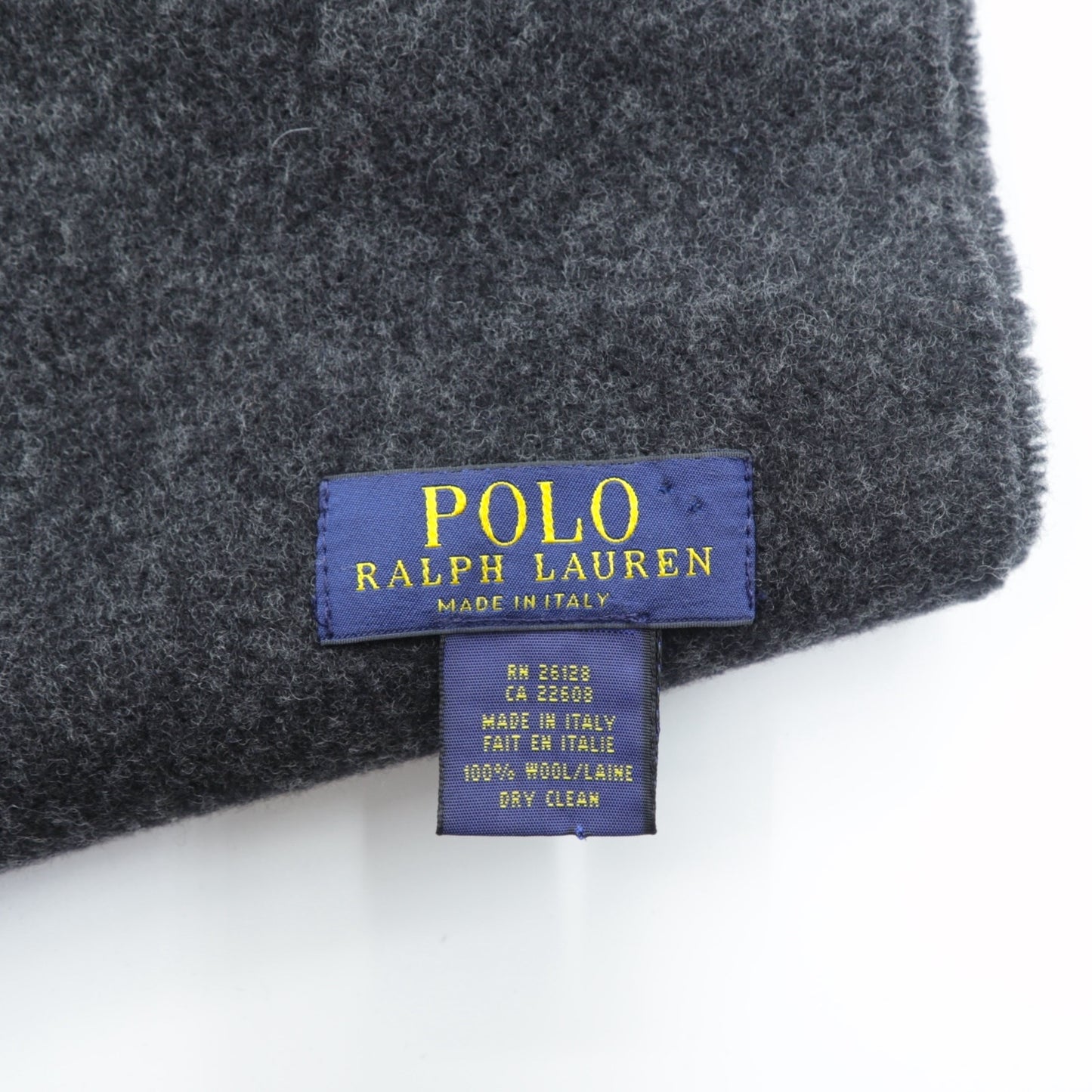 Polo Ralph Lauren イタリア製 フリンジ マフラー グレー ウール スモールポニー 刺繍