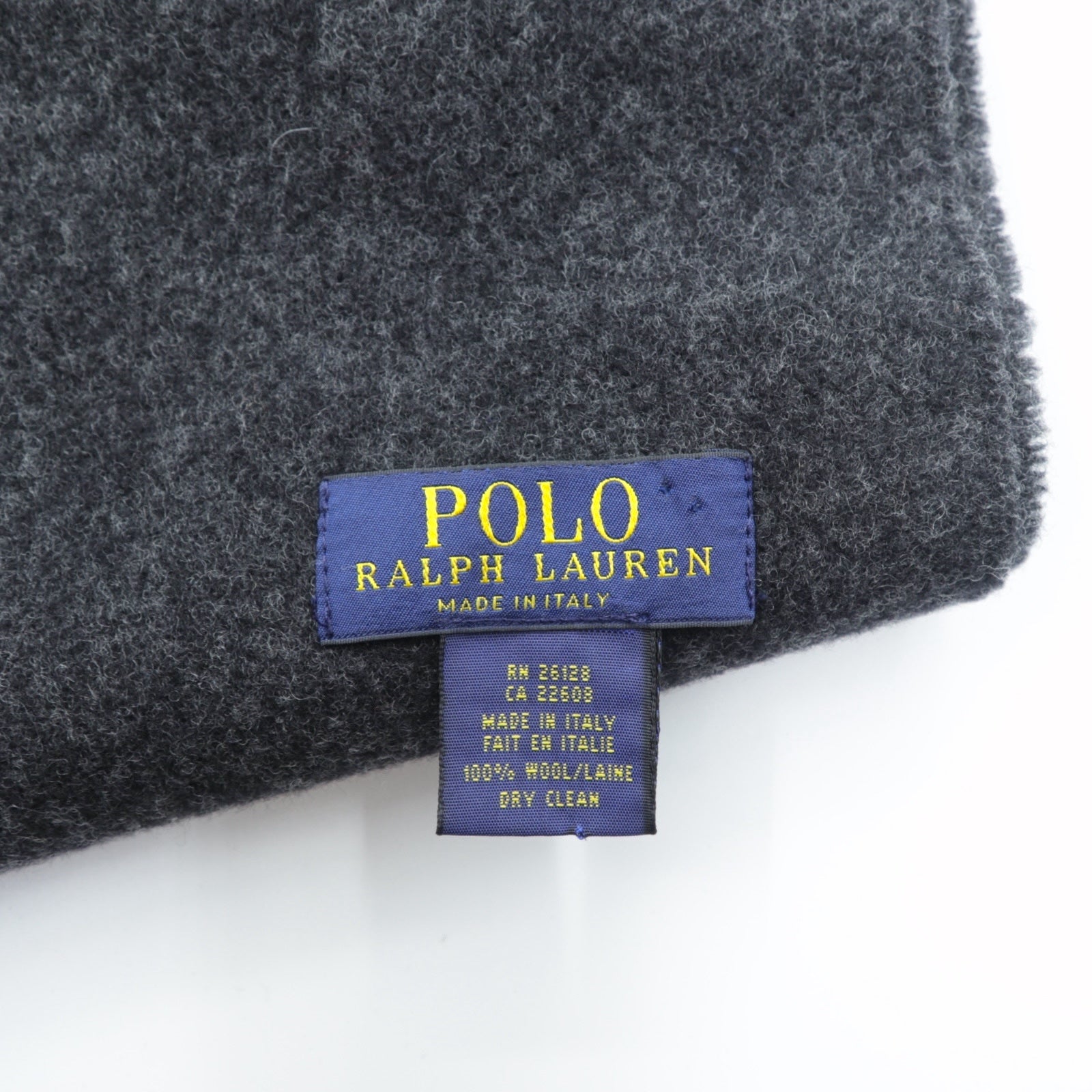 Polo Ralph Lauren イタリア製 フリンジ マフラー グレー ウール スモールポニー 刺繍