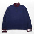 Polo by Ralph Lauren Half Zip Reverse Weave Sweatshirt, XL, Navy, Ribbed Line