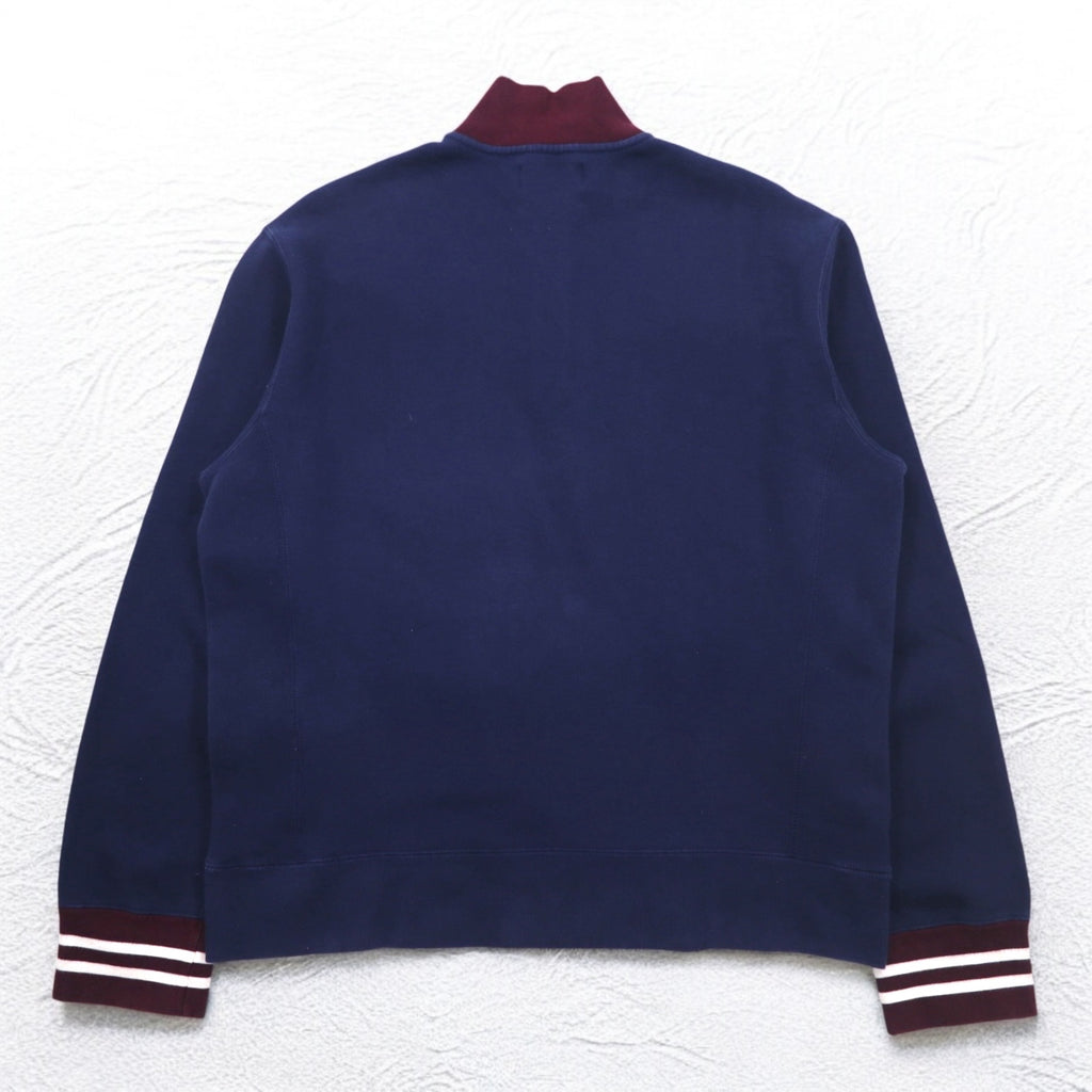 Polo by Ralph Lauren Half Zip Reverse Weave Sweatshirt, XL, Navy, Ribbed Line