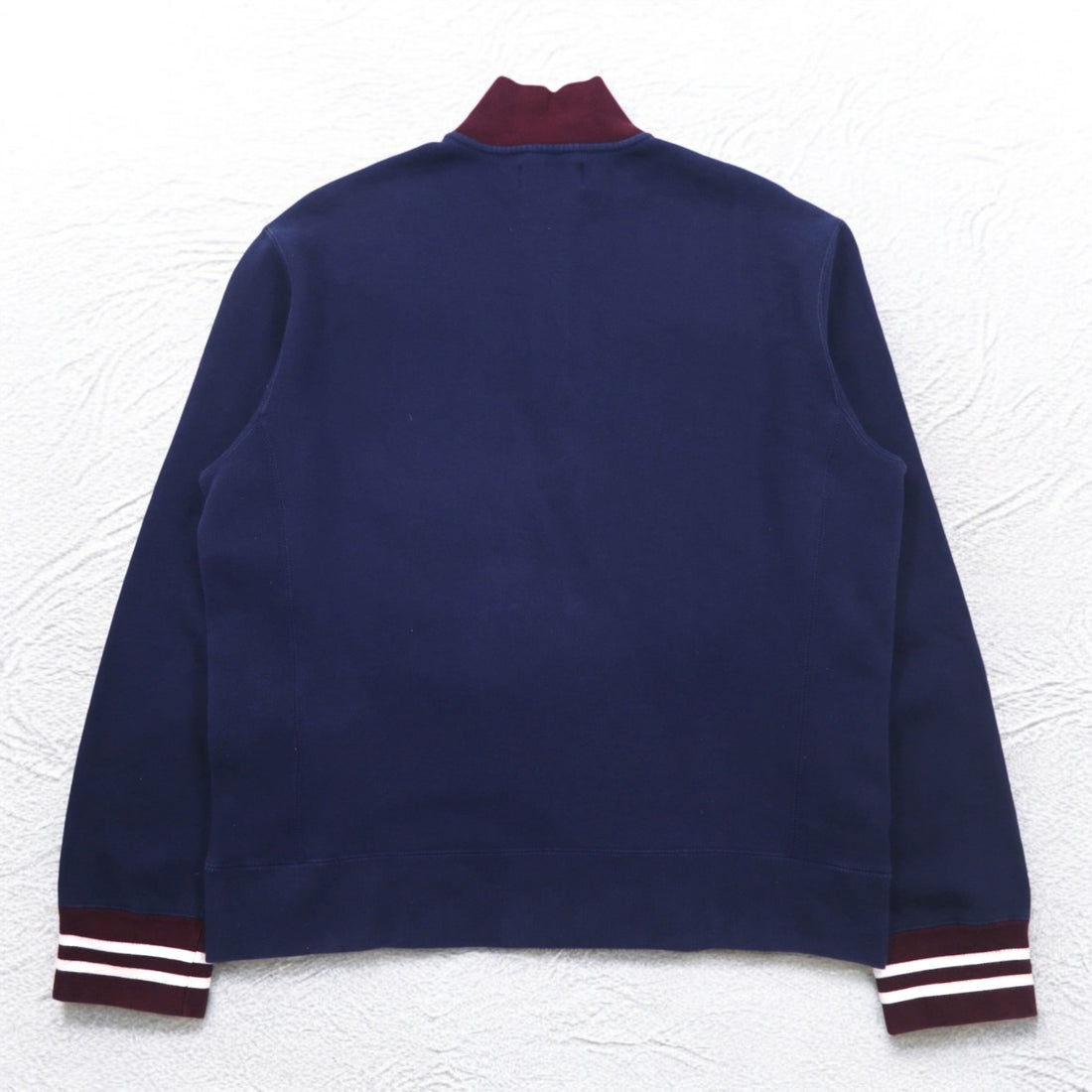 Polo by Ralph Lauren Half Zip Reverse Weave Sweatshirt, XL, Navy, Ribbed Line