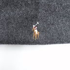 Polo Ralph Lauren イタリア製 フリンジ マフラー グレー ウール スモールポニー 刺繍