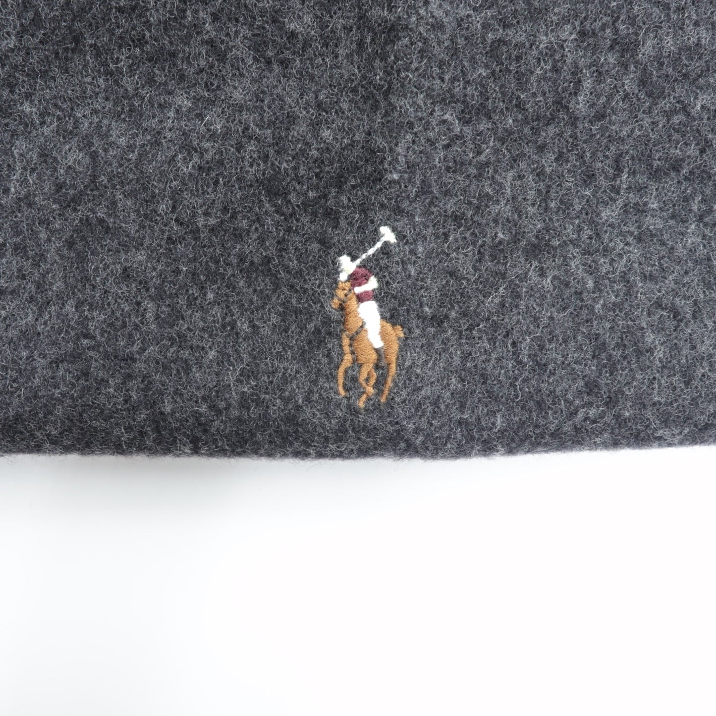 Polo Ralph Lauren イタリア製 フリンジ マフラー グレー ウール スモールポニー 刺繍