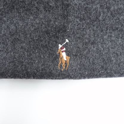 Polo Ralph Lauren イタリア製 フリンジ マフラー グレー ウール スモールポニー 刺繍