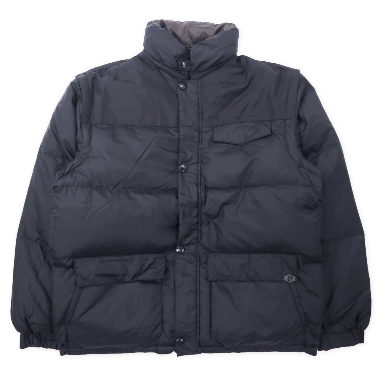 Italy Made Down Jacket イタリア製 4WAY リバーシブル ダウンジャケット ダウンベスト XL ブラック ブラウン ナイロン アーム着脱式 フード収納式 ビッグサイズ