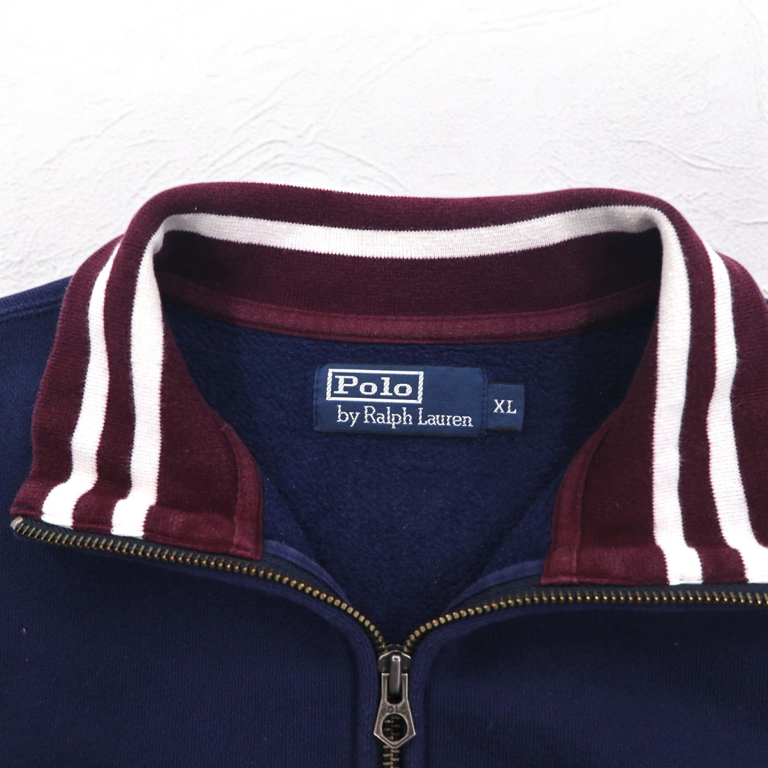Polo by Ralph Lauren Half Zip Reverse Weave Sweatshirt, XL, Navy, Ribbed Line