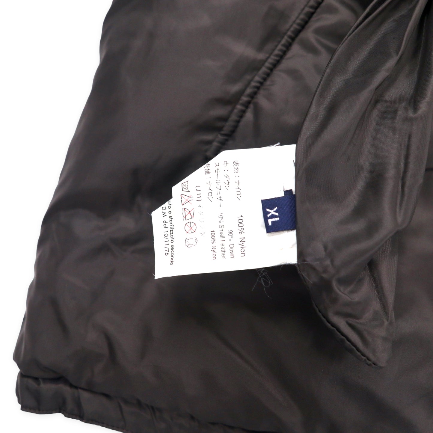 Italy Made Down Jacket イタリア製 4WAY リバーシブル ダウンジャケット ダウンベスト XL ブラック ブラウン ナイロン アーム着脱式 フード収納式 ビッグサイズ