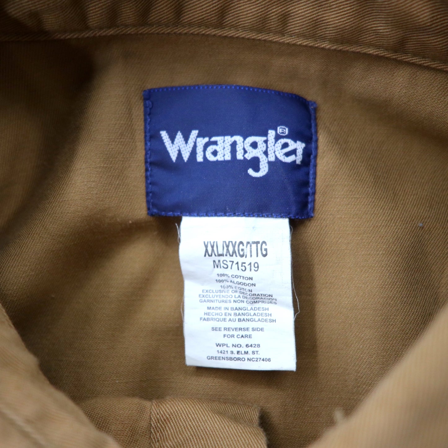 Wrangler コットンツイル ウエスタンシャツ XXL ベージュ スナップボタン DUGAN'S BUFFALO FARM 刺繍 ビッグサイズ