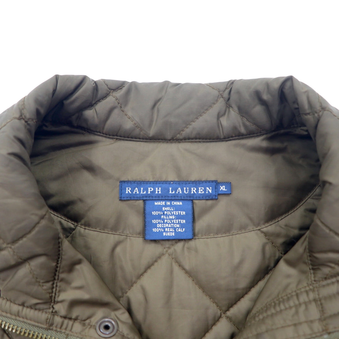 RALPH LAUREN 90s quilted jacket, XL, khaki, polyester
