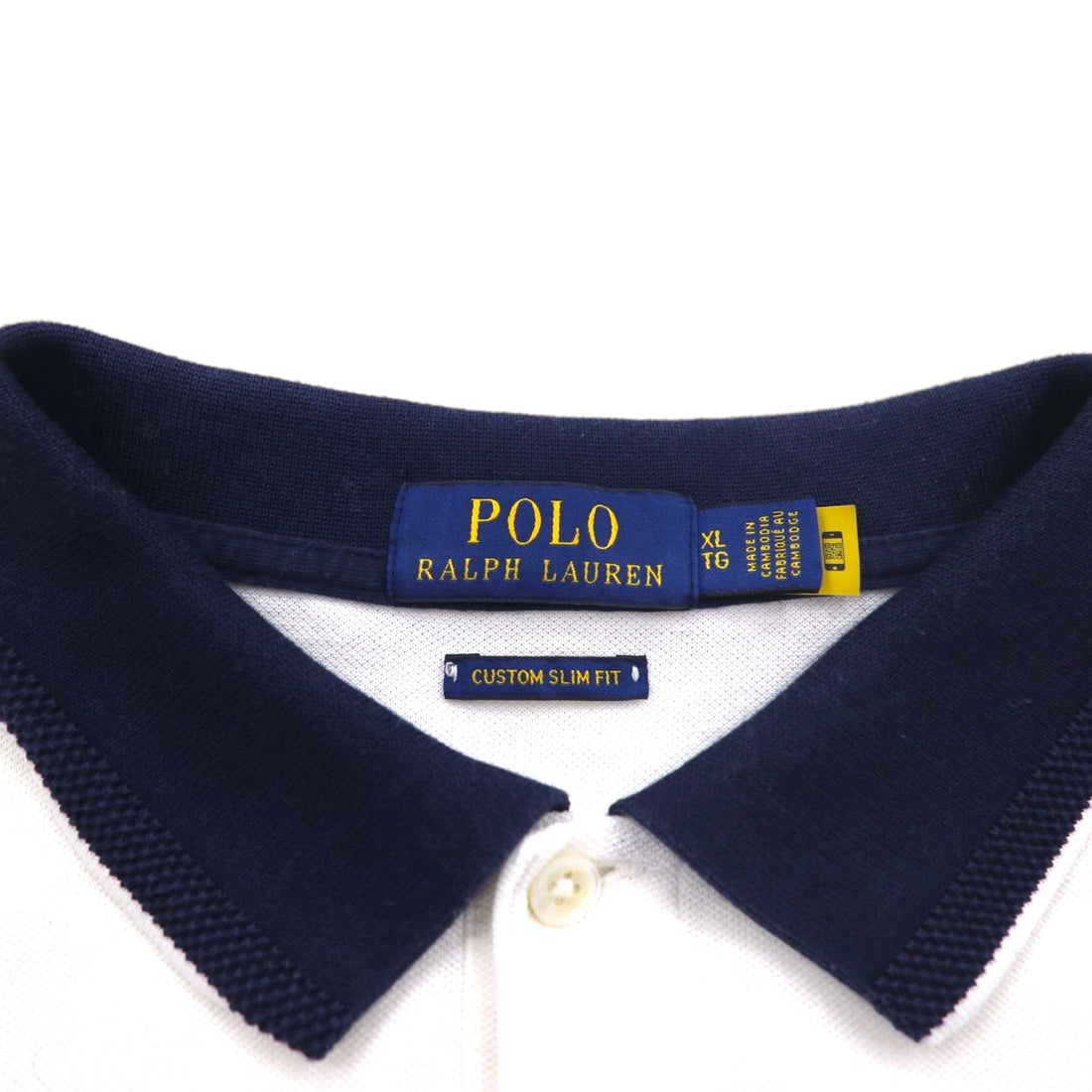 POLO RALPH LAUREN リブライン ポロシャツ XL ホワイト コットン 鹿の子 スモールポニー刺繍