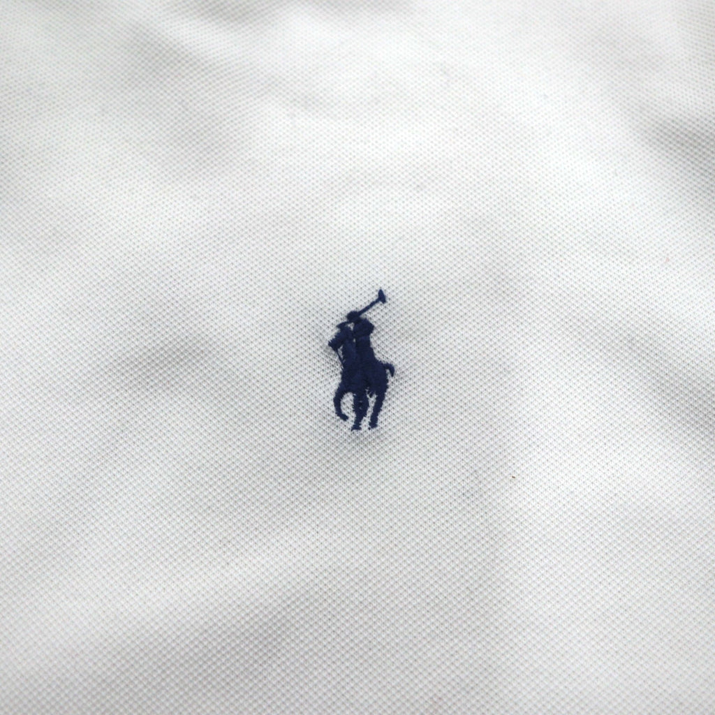 POLO RALPH LAUREN リブライン ポロシャツ XL ホワイト コットン 鹿の子 スモールポニー刺繍