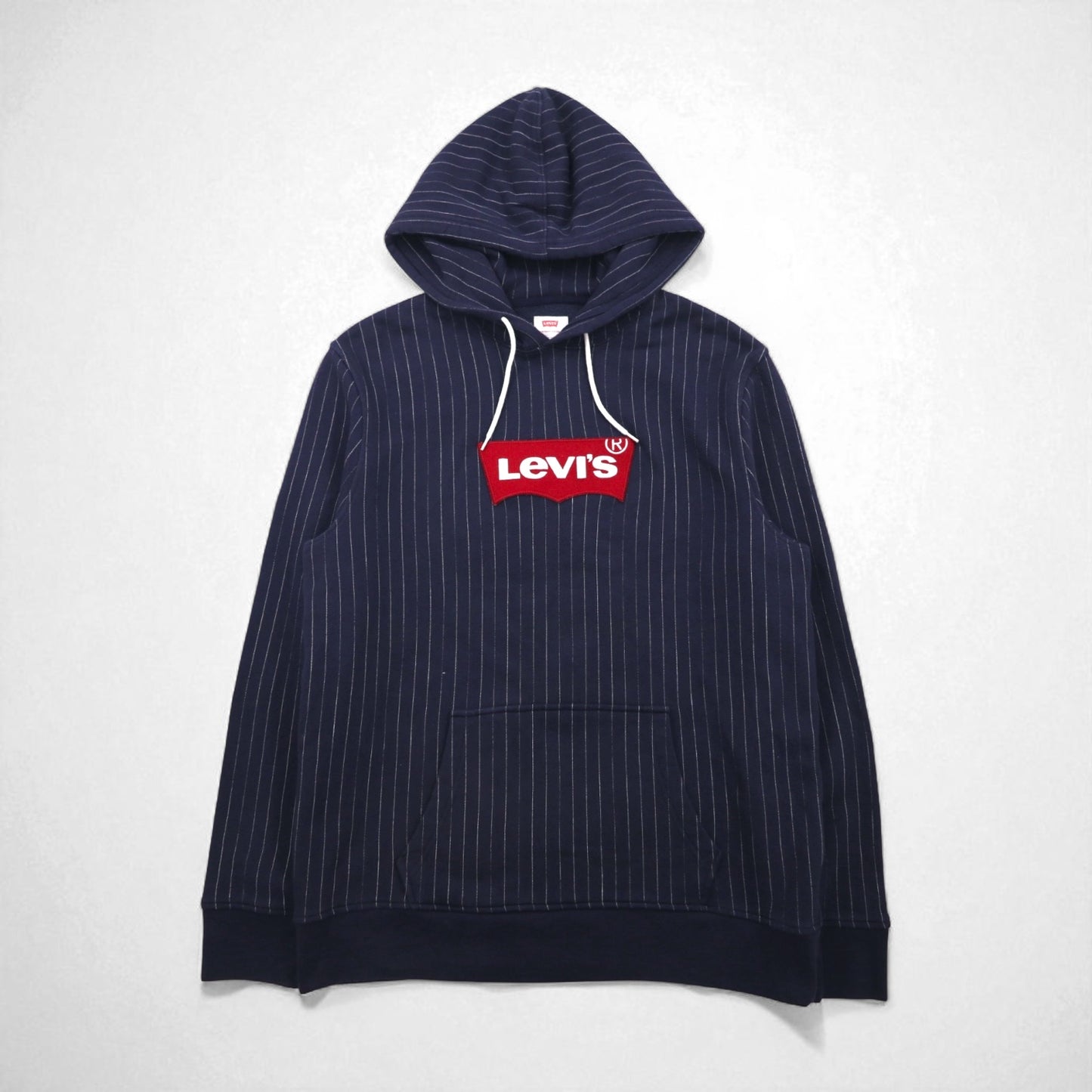 Levi's ウォバッシュ プルオーバー パーカー L ネイビー ストライプ フロントポケット 56808-0018