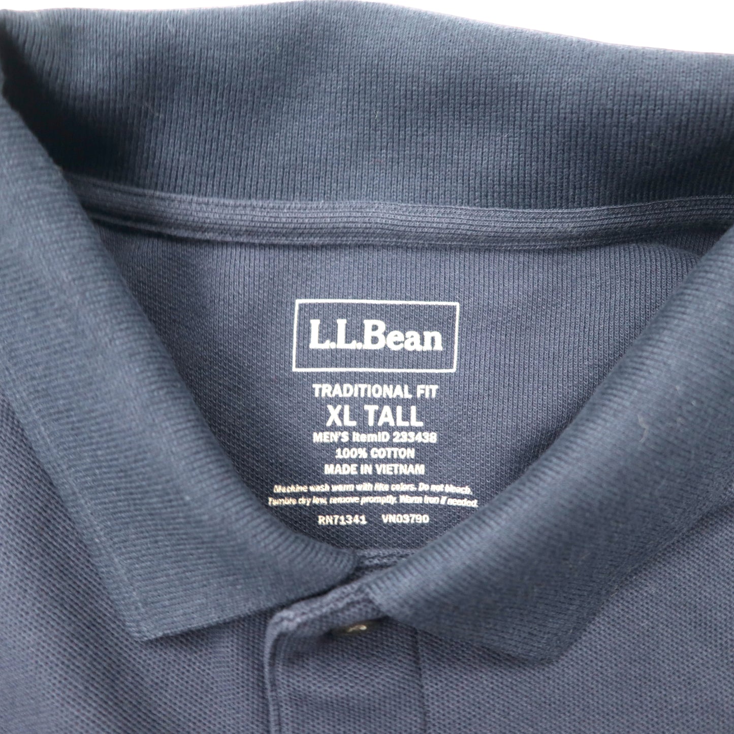 L.L.Bean polo shirt XL Tall navy cotton Traditional Fit big size 