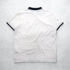 POLO RALPH LAUREN リブライン ポロシャツ XL ホワイト コットン 鹿の子 スモールポニー刺繍