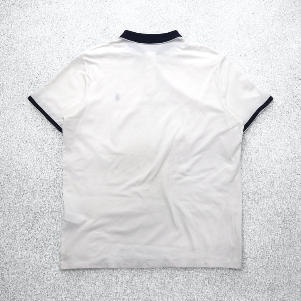 POLO RALPH LAUREN リブライン ポロシャツ XL ホワイト コットン 鹿の子 スモールポニー刺繍