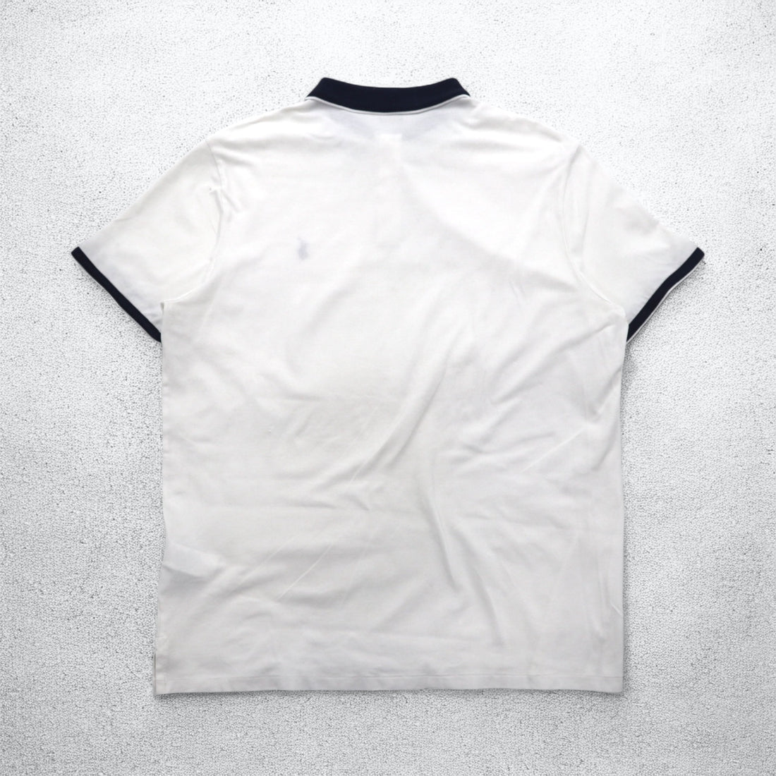 POLO RALPH LAUREN リブライン ポロシャツ XL ホワイト コットン 鹿の子 スモールポニー刺繍