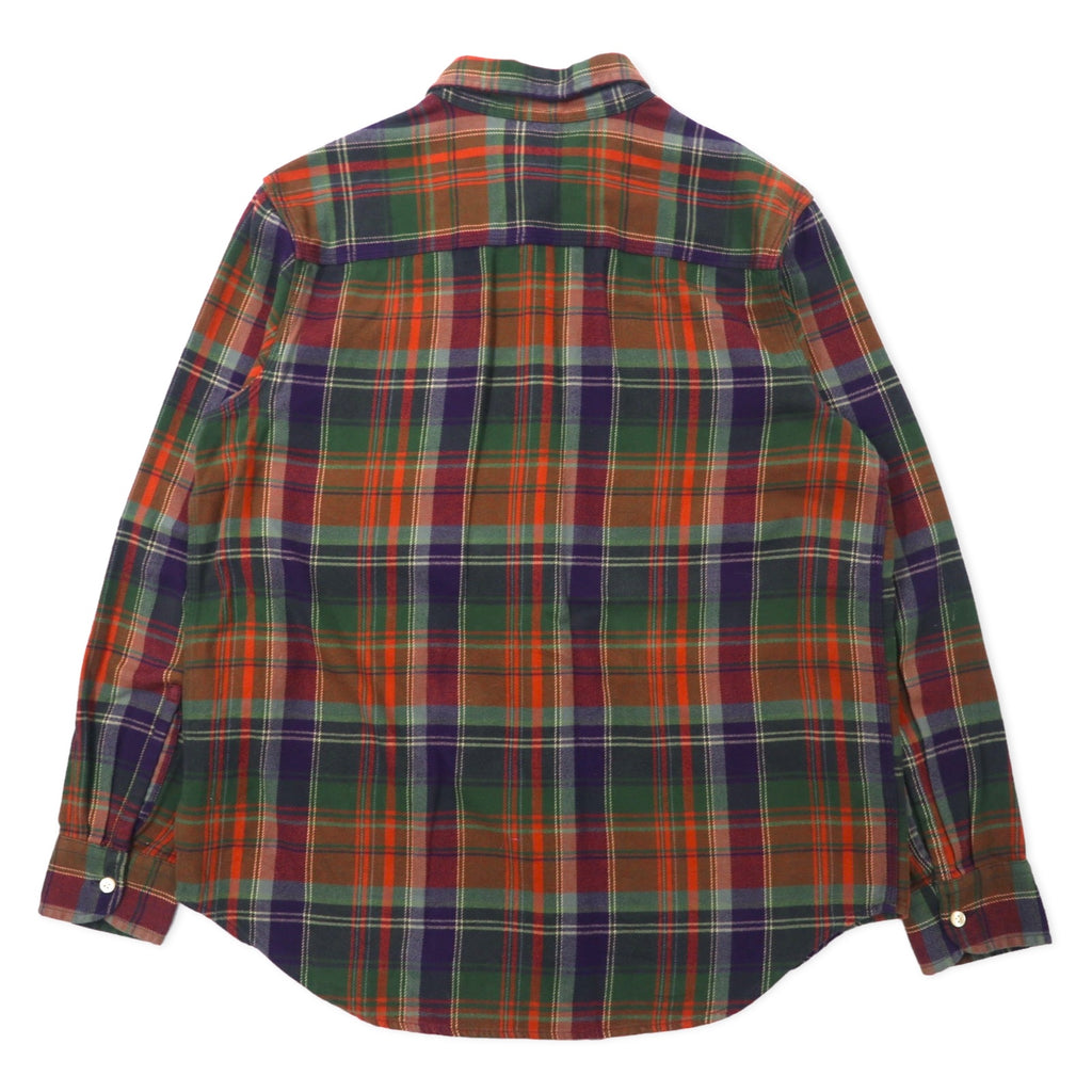 POLO RALPH LAUREN ボーイフレンドフィット フランネルシャツ L ブラウン チェック コットン