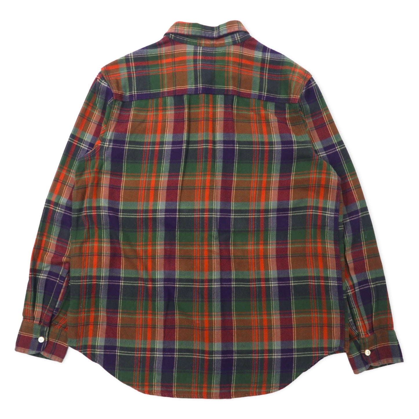 POLO RALPH LAUREN Boyfriend Fit Flannel Shirt L Brown Check Cotton