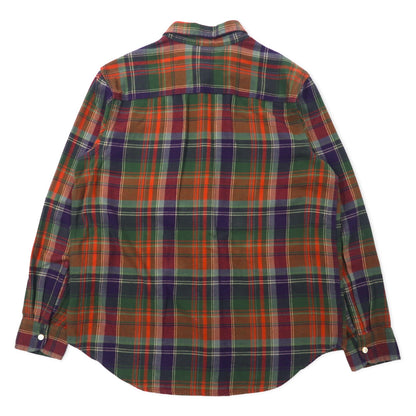 POLO RALPH LAUREN Boyfriend Fit Flannel Shirt L Brown Check Cotton