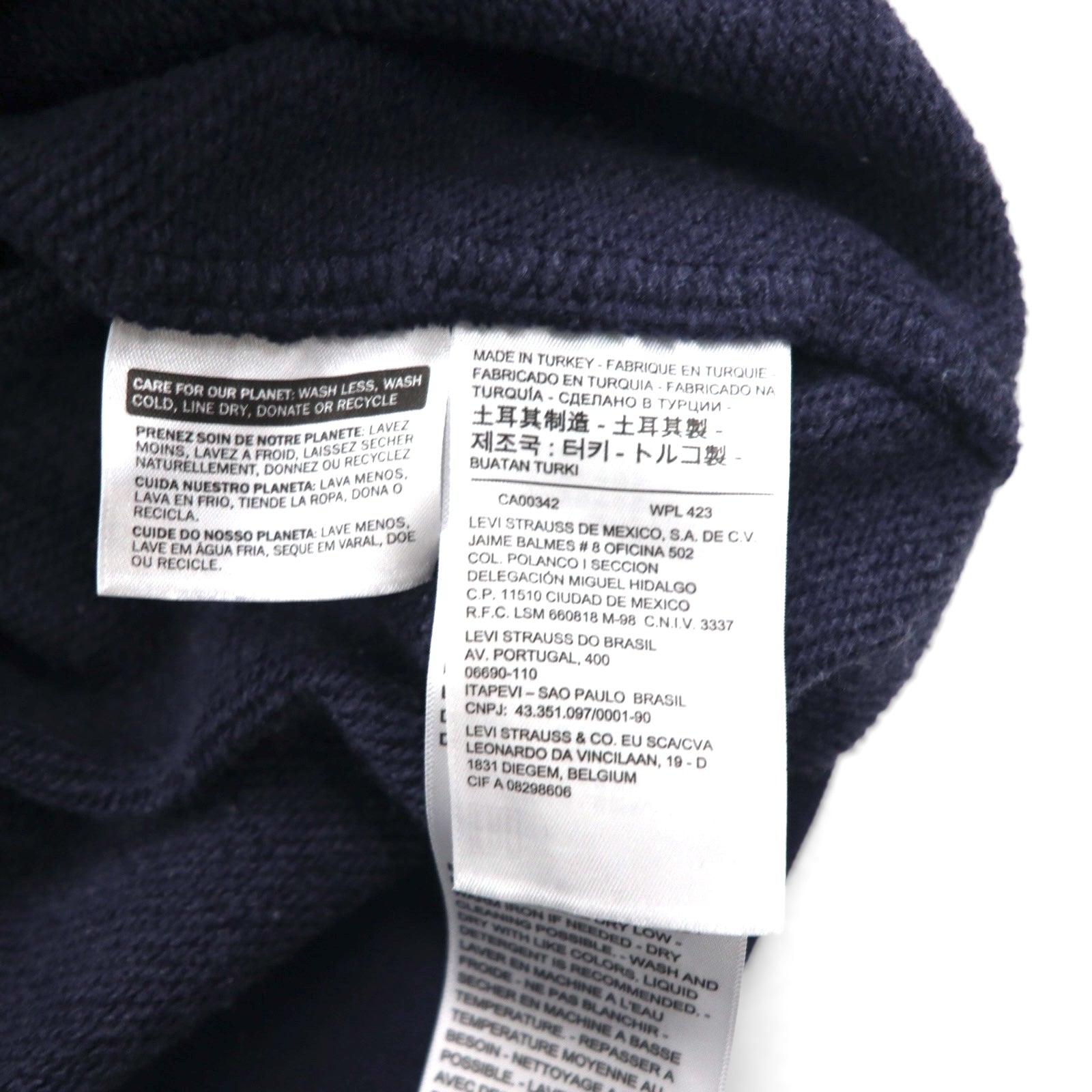 Levi's Wabash Pullover Hoodie, Size L, Navy Stripes, Front Pocket, 56808-0018