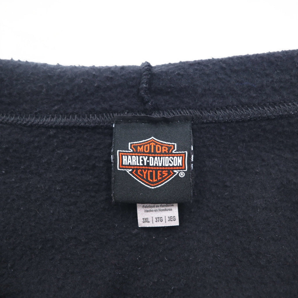 HARLEY DAVIDSON ビッグサイズ フルジップパーカー 3XL ブラック コットン バックロゴ スカル