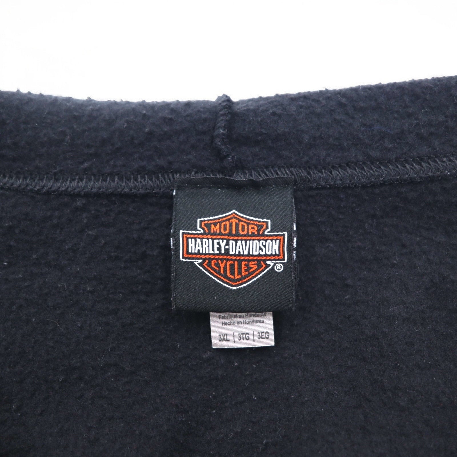 HARLEY DAVIDSON ビッグサイズ フルジップパーカー 3XL ブラック コットン バックロゴ スカル