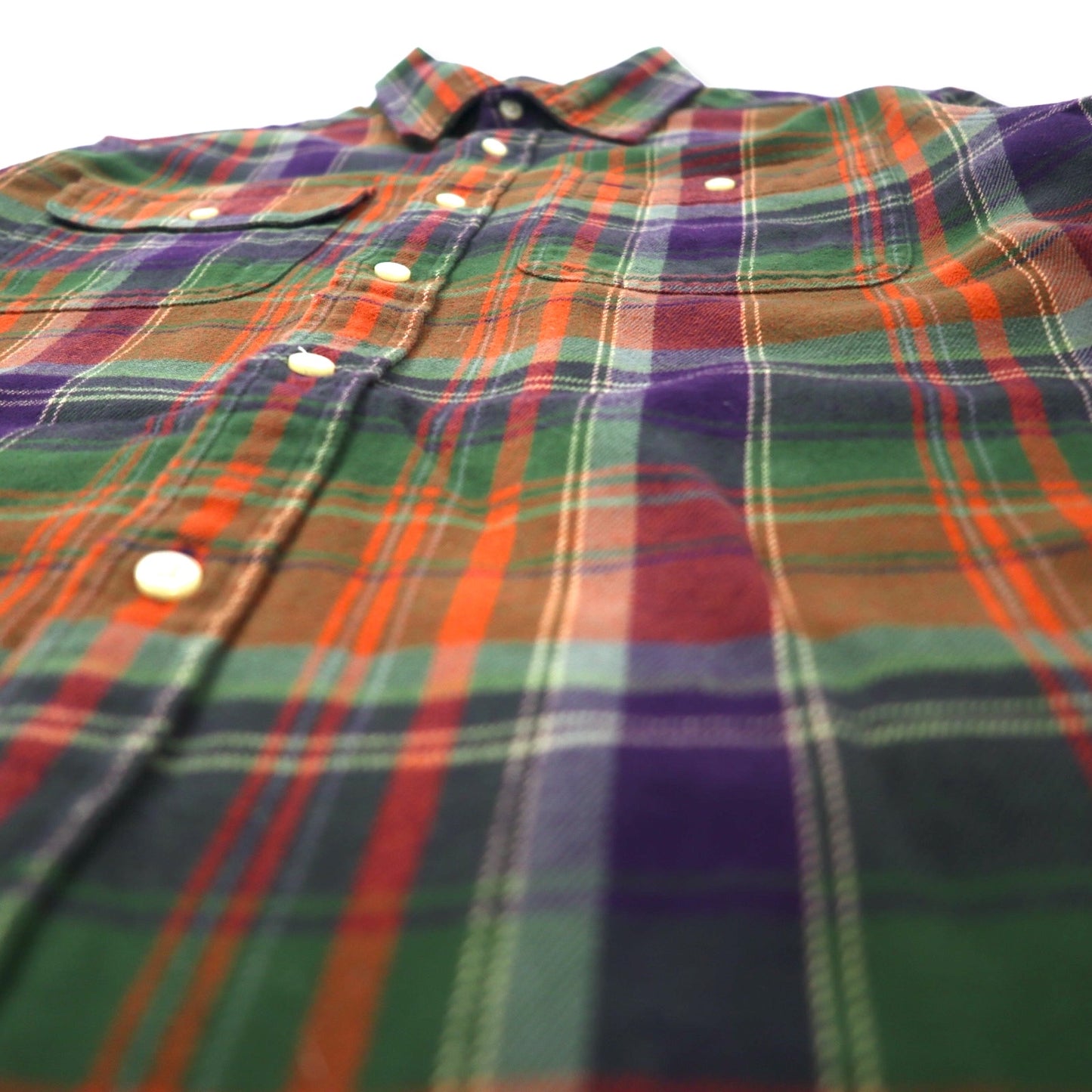 POLO RALPH LAUREN Boyfriend Fit Flannel Shirt L Brown Check Cotton