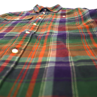 POLO RALPH LAUREN Boyfriend Fit Flannel Shirt L Brown Check Cotton